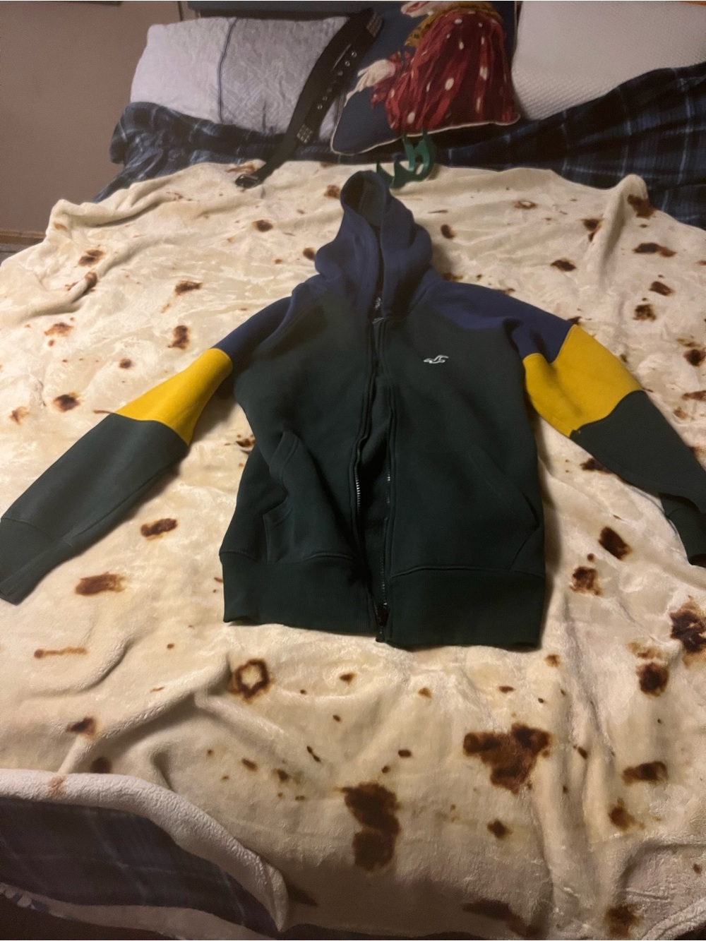 Hollister Dark Green Lightweight Shirt Jacket with Yellow Trim